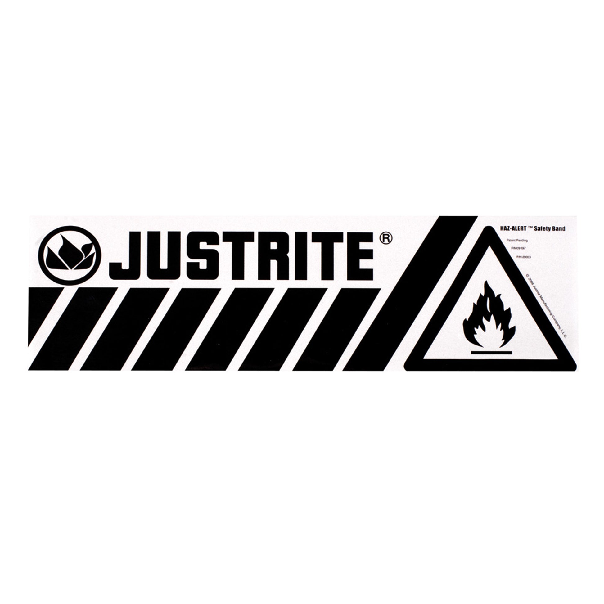 Justrite Haz-Alert Flammable Large Safety Band Label For Bottom Of Safety Cabinet - 29003