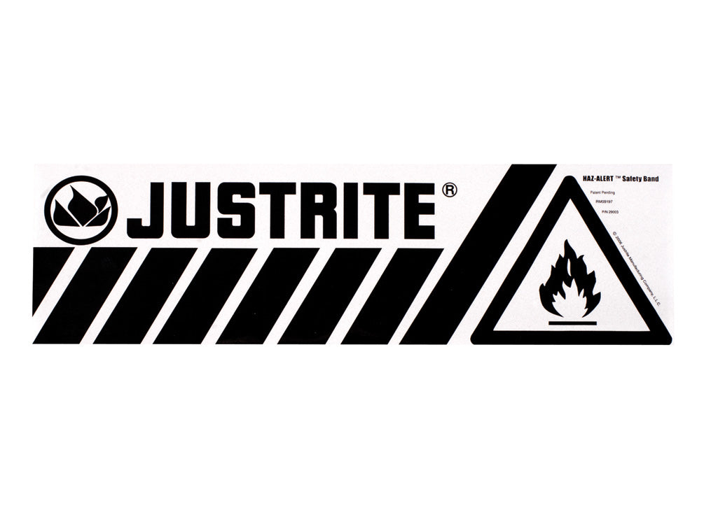 Justrite Haz-Alert Flammable Large Safety Band Label For Bottom Of Safety Cabinet - 29003