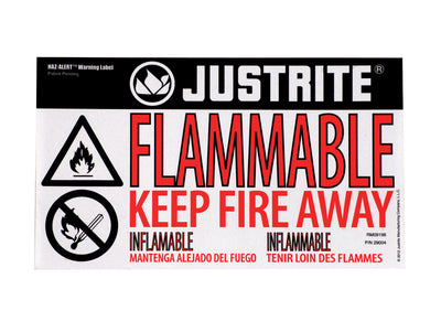 Justrite Haz-Alert Flammable Small Warning Label For Safety Cabinet - 29004