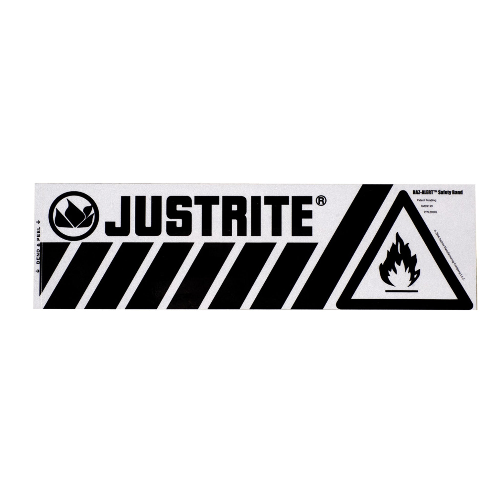 Justrite Haz-Alert Flammable Small Safety Band Label For Bottom Of Safety Cabinet - 29005