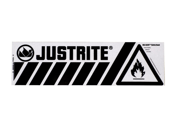 Justrite Haz-Alert Flammable Small Safety Band Label For Bottom Of Safety Cabinet - 29005