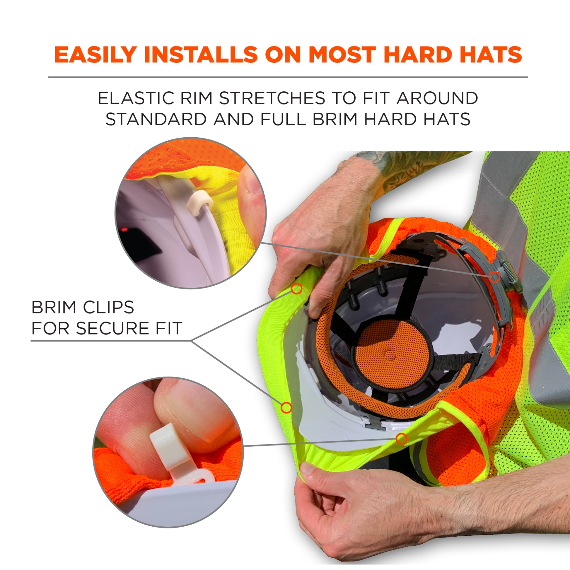 Ergodyne GloWear 8005 Hi-Vis Hard Hat Neck Shade - Mesh, Reflective