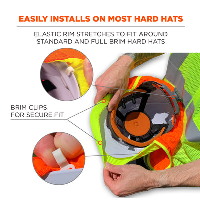 Ergodyne GloWear 8005 Hi-Vis Hard Hat Neck Shade - Mesh, Reflective