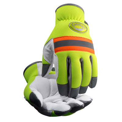 Caiman MAG Multi-Activity Glove w/Sheep Grain Leather Palm & Hi-Vis Yellow Padded Back - 6/PR - 2908