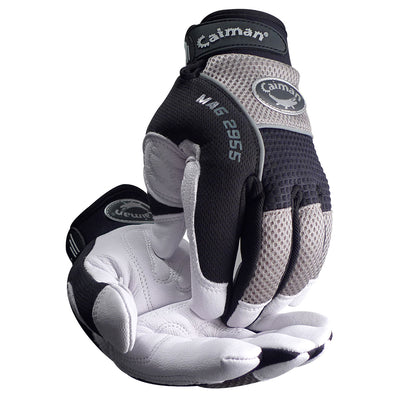 Caiman MAG Multi-Activity Glove w/Padded Goat Grain Leather Palm & Gray AirMesh Back - 6/PR - 2955