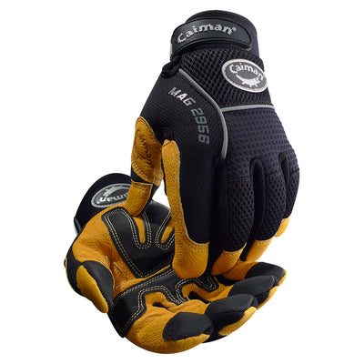 Caiman MAG Multi-Activity Glove w/Padded Grain Leather Palm & Black AirMesh Back - 6/PR - 2956