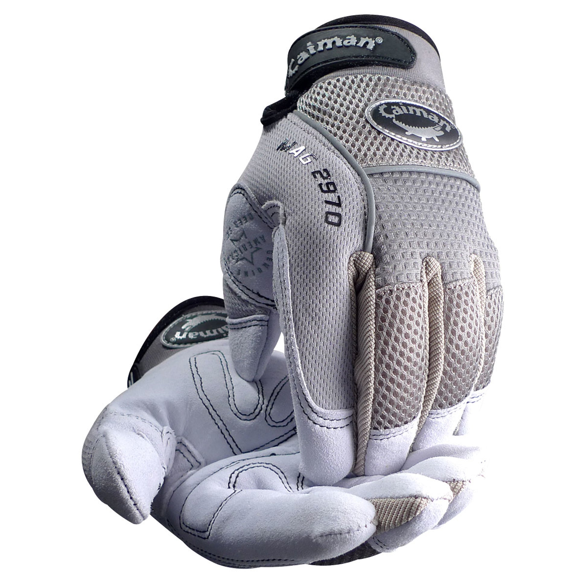 Caiman MAG Multi-Activity Glove w/Padded Deerskin Leather Palm & Gray AirMesh Back - 6/PR - 2970