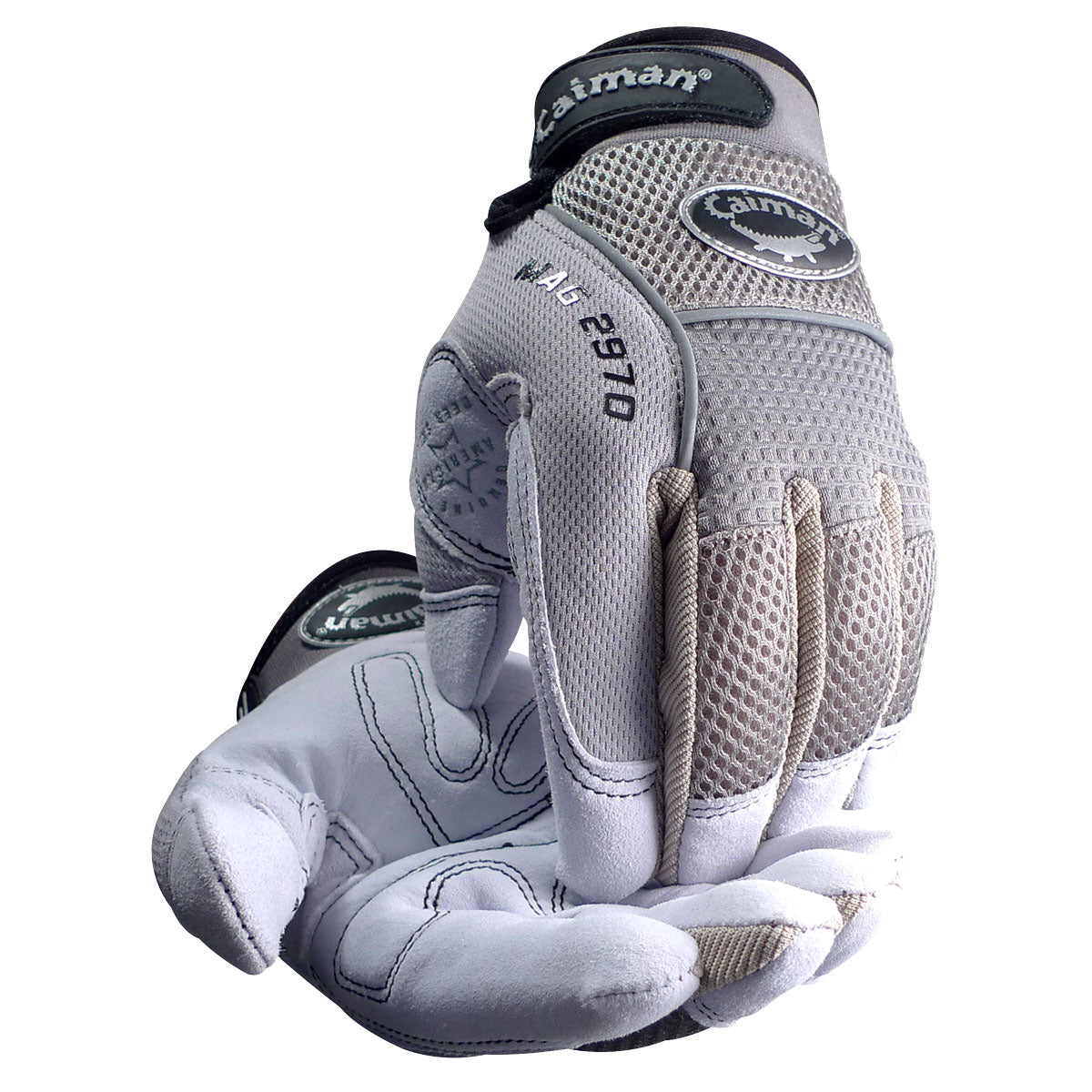 Caiman MAG Multi-Activity Glove w/Padded Deerskin Leather Palm & Gray AirMesh Back - 6/PR - 2970