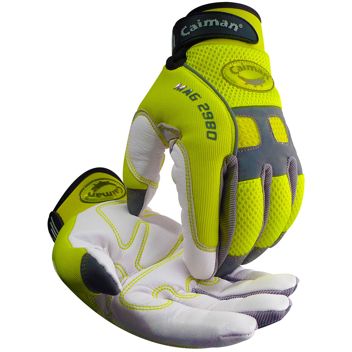Caiman MAG Multi-Activity Glove w/Goat Grain Leather Palm & Hi-Vis Yellow AirMesh Back - 6/PR - 2980