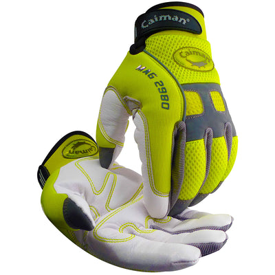 Caiman MAG Multi-Activity Glove w/Goat Grain Leather Palm & Hi-Vis Yellow AirMesh Back - 6/PR - 2980