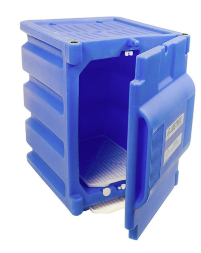 Justrite Countertop Polyethylene Corrosives/Acid Cabinet - Cap. Two 4-Liter Bottles - 1 Door - Poly - Blue - 24080