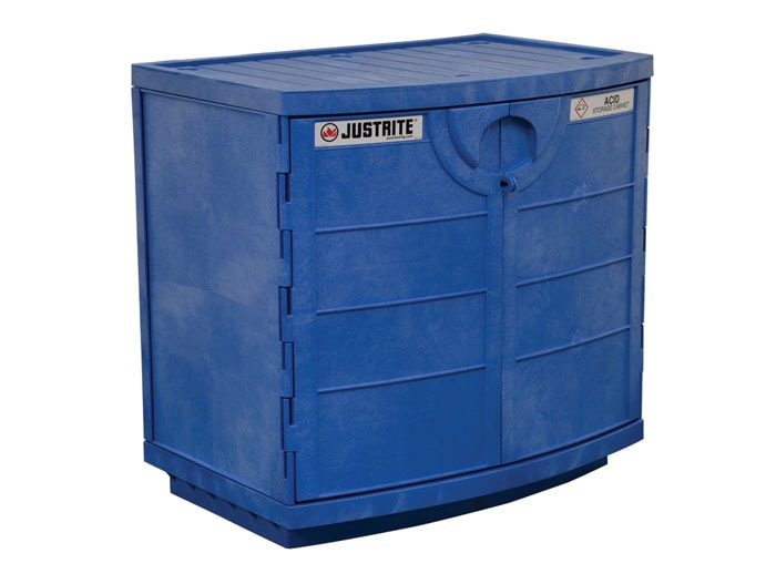 Justrite Polyethylene Corrosives/Acid Cabinet - Cap. Thirty-Six 2-1/2 Ltr Bottles - 2 Door - 24180