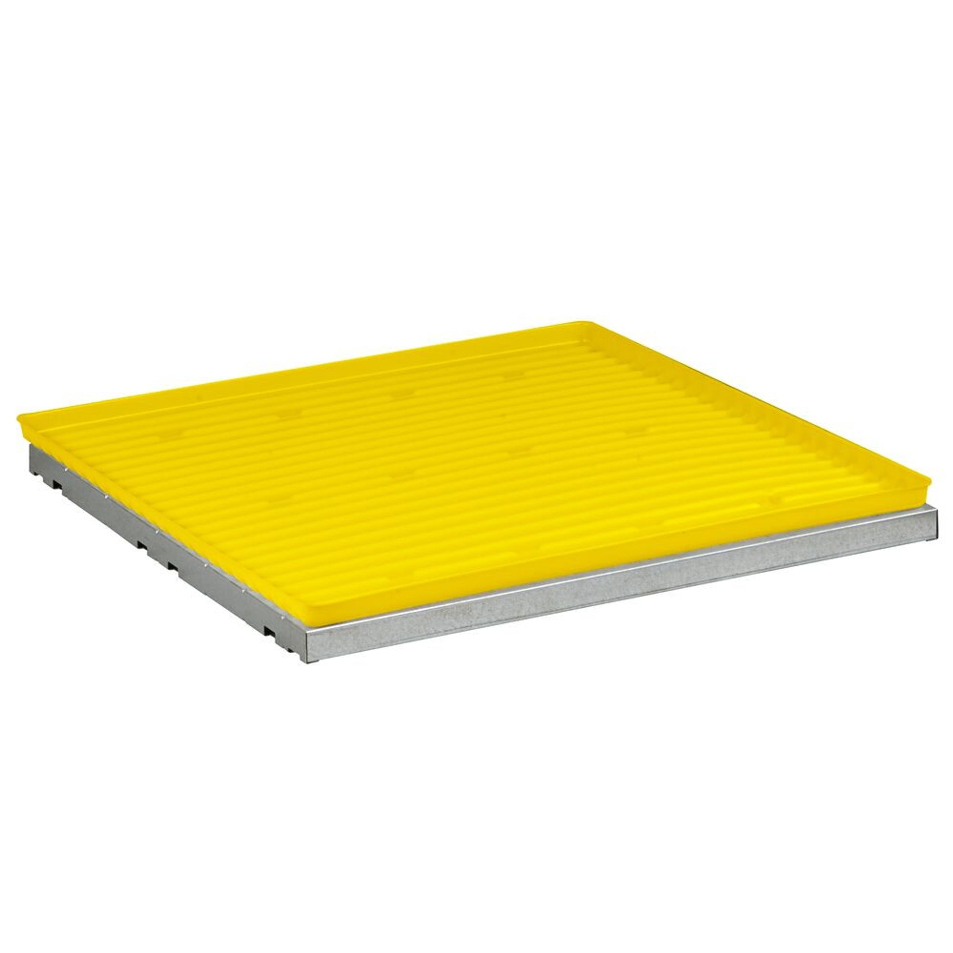 Justrite Spillslope Steel Shelf With Yellow Polyethylene Tray For 4-Gallon Countertop Safety Cabinet - 29059