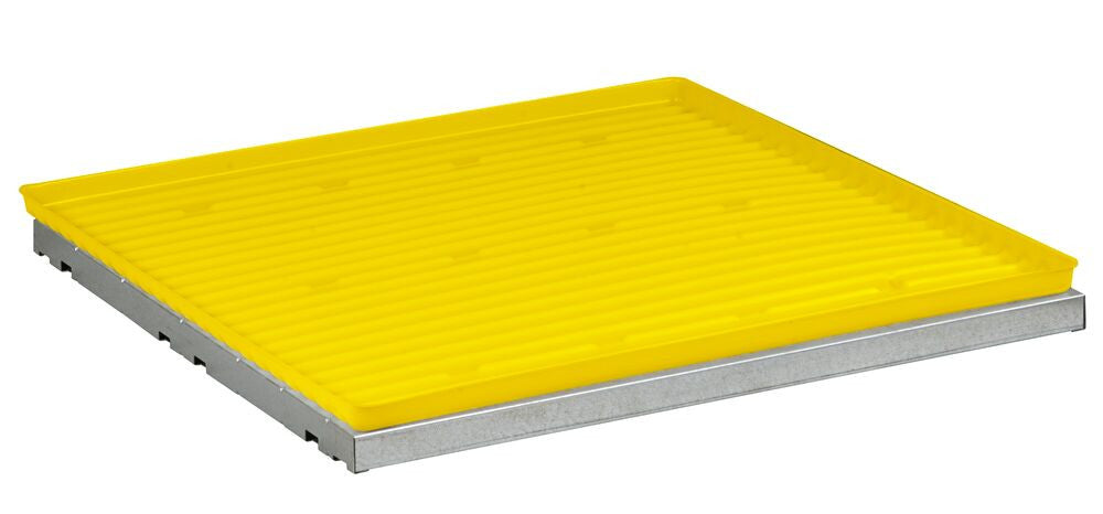 Justrite Spillslope Steel Shelf With Yellow Polyethylene Tray For 4-Gallon Countertop Safety Cabinet - 29059