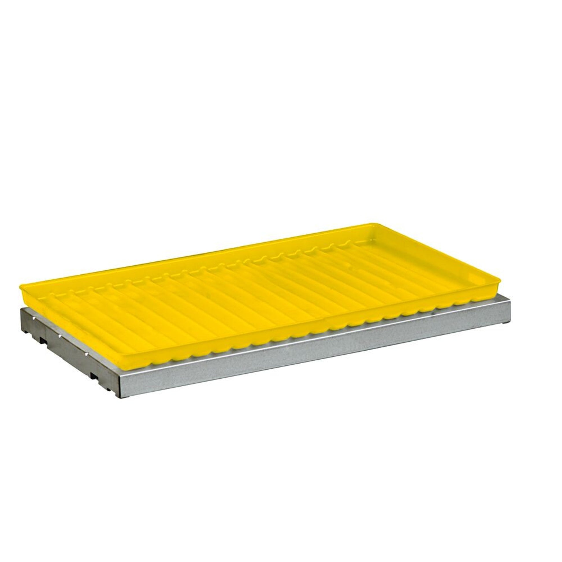 Justrite Spillslope Steel Shelf W/Yellow Poly Tray For 12/15-Gal. Compac & 22-Gal. Slimline Safety Cabinets - 29060