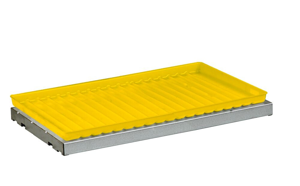 Justrite Spillslope Steel Shelf W/Yellow Poly Tray For 12/15-Gal. Compac & 22-Gal. Slimline Safety Cabinets - 29060