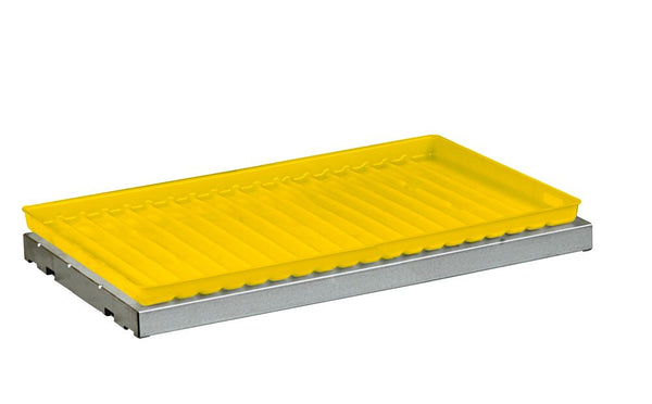 Justrite Spillslope Steel Shelf W/Yellow Poly Tray For 12/15-Gal. Compac & 22-Gal. Slimline Safety Cabinets - 29060