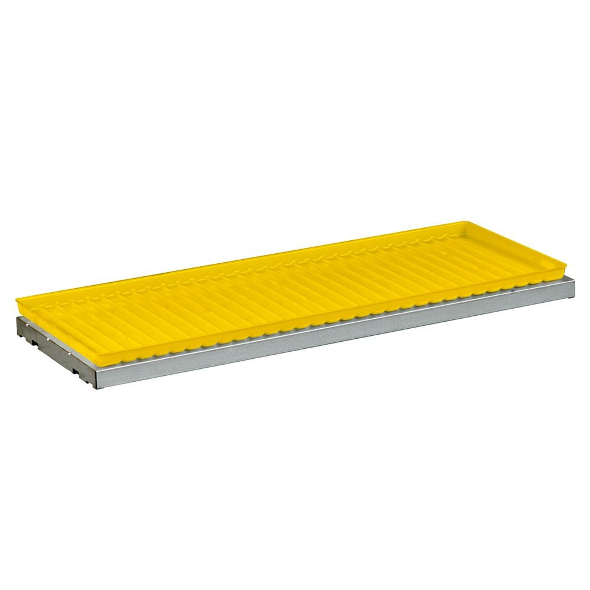 Justrite Spillslope Steel Shelf With Yellow Polyethylene Tray For 17/30/45-Gallon (43"W) Safety Cabinets - 29062
