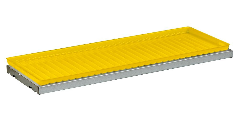 Justrite Spillslope Steel Shelf With Yellow Polyethylene Tray For 17/30/45-Gallon (43"W) Safety Cabinets - 29062
