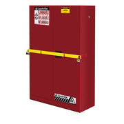 Justrite High Security Flammables Safety Cabinet W/Steel Bar - Cap. 45 Gals. - 2 Shelves - 2 M/C Doors - Red - 29884R