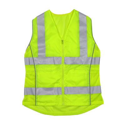 PIP ANSI Type R Class 2 Women's Contoured Vest w/Solid Front Mesh Back & Adjustable Waist - Hi-Vis Yellow - 1/EA - 302-0312