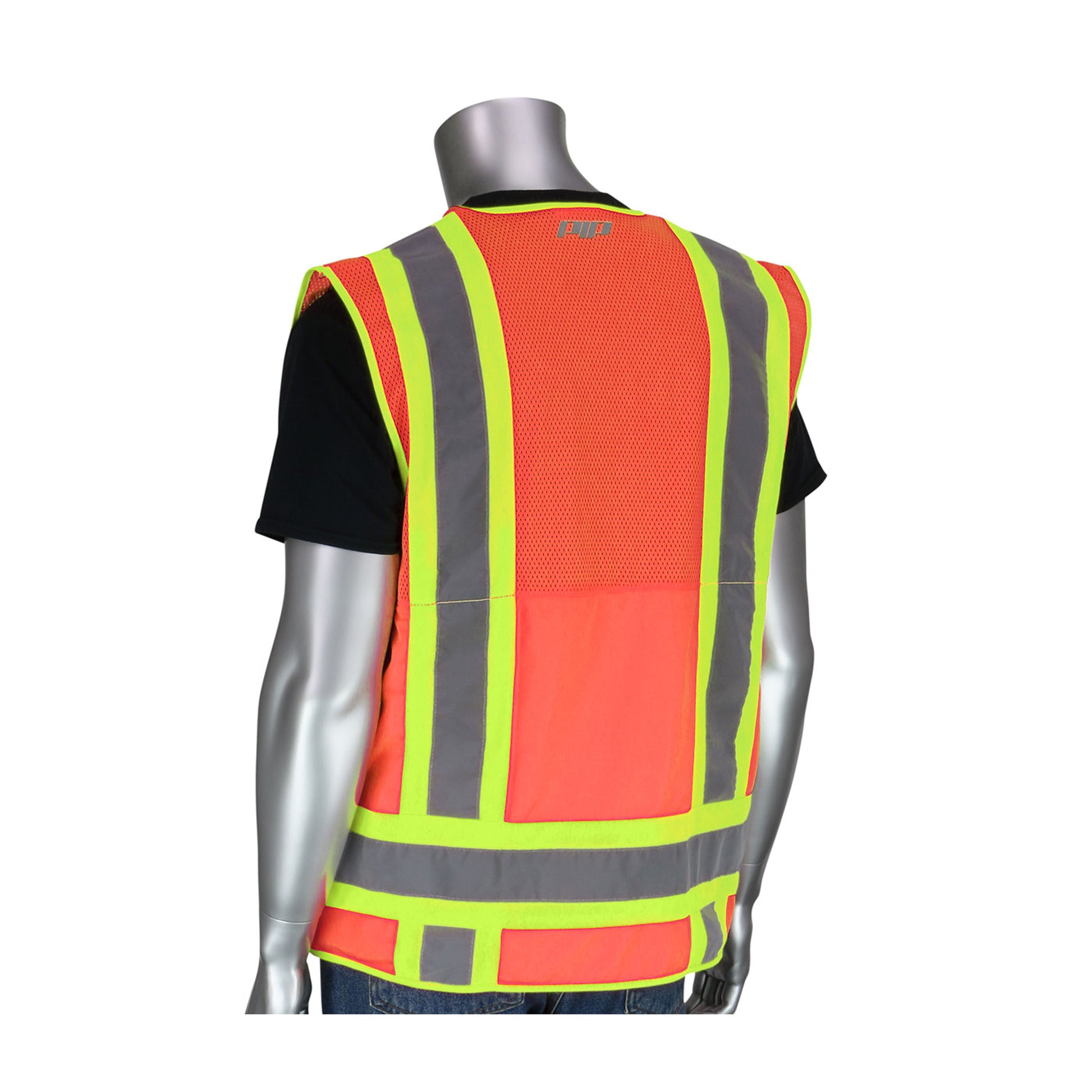 PIP ANSI Type R Class 2 Two-Tone Ten Pocket Surveyors Tech Vest - Hi-Vis Orange - 1/EA - 302-0700