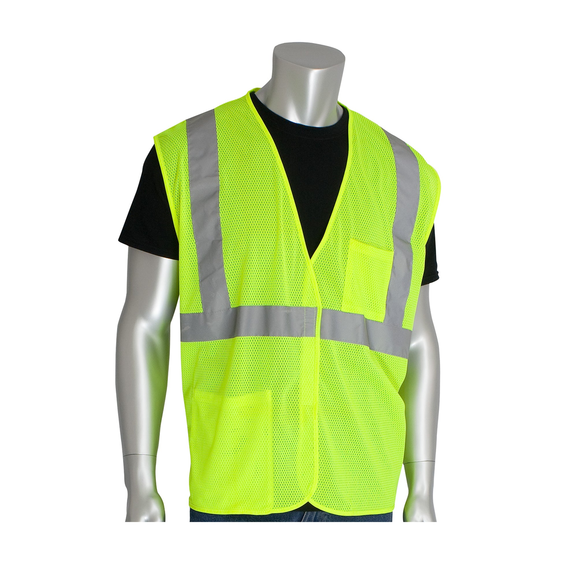 PIP Hi-Vis Apparel ANSI Type R Class 2 Two Pocket Value Mesh Vest - Yellow - 1/EA - 302-0702-LY