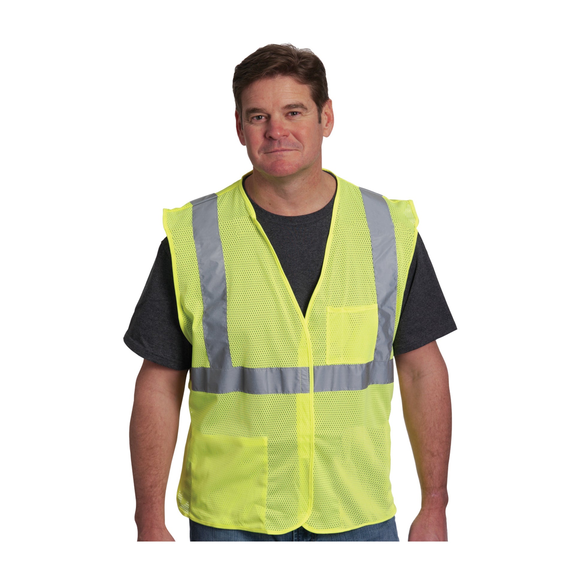 PIP Hi-Vis Apparel ANSI Type R Class 2 Two Pocket Value Mesh Vest - Yellow - 1/EA - 302-0702