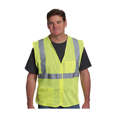 PIP Hi-Vis Apparel ANSI Type R Class 2 Two Pocket Value Mesh Vest - Yellow - 1/EA - 302-0702