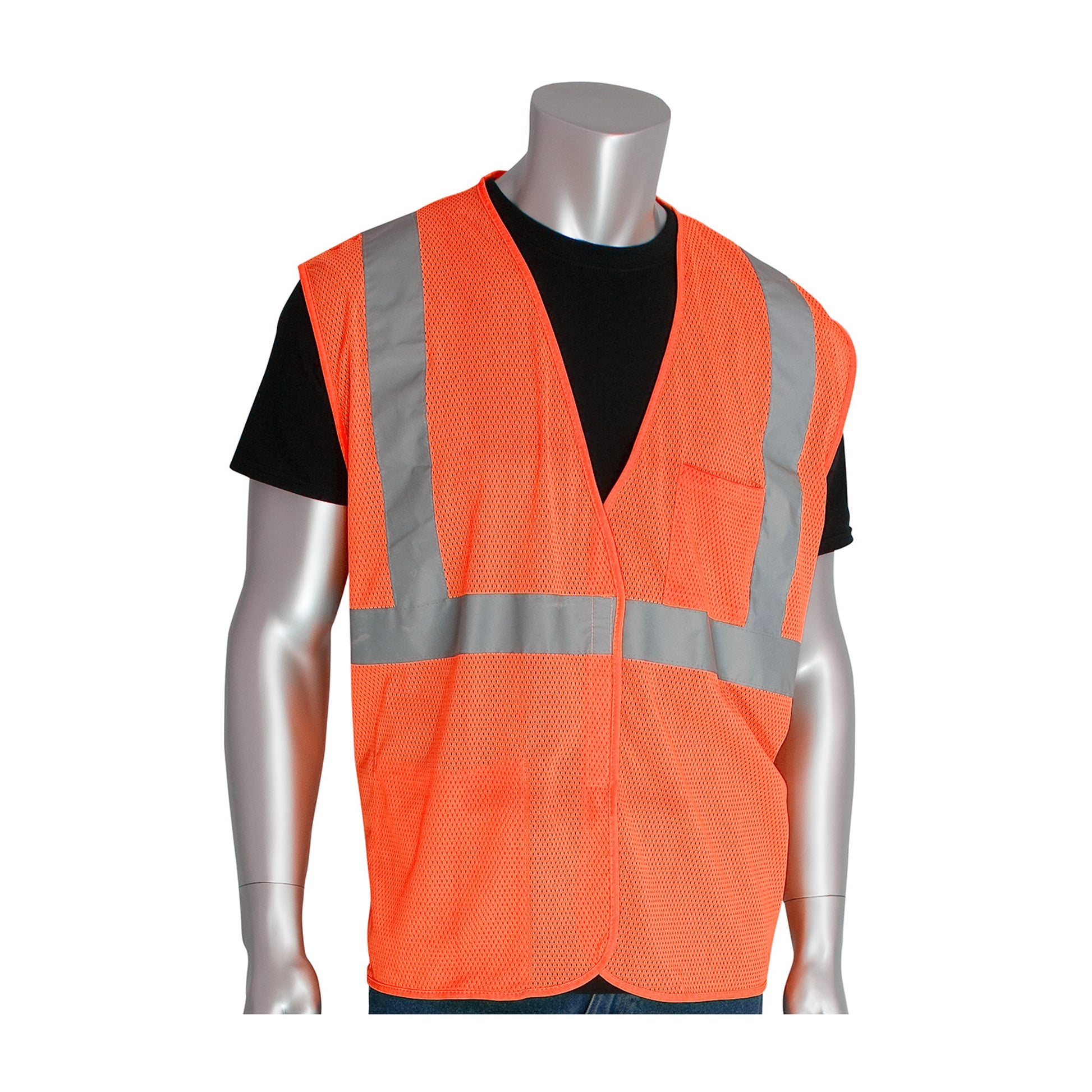 PIP Hi-Vis Apparel ANSI Type R Class 2 Two Pocket Value Mesh Vest - Orange - 1/EA - 302-0702