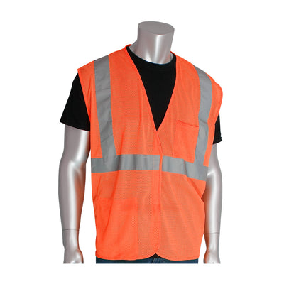 PIP Hi-Vis Apparel ANSI Type R Class 2 Two Pocket Value Mesh Vest - Orange - 1/EA - 302-0702