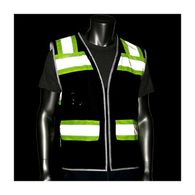 PIP ANSI Type O Class 1 Black Two-Tone Eleven Pocket Tech-Ready Mesh Surveyors Vest - 1/EA - 302-0800D-BK