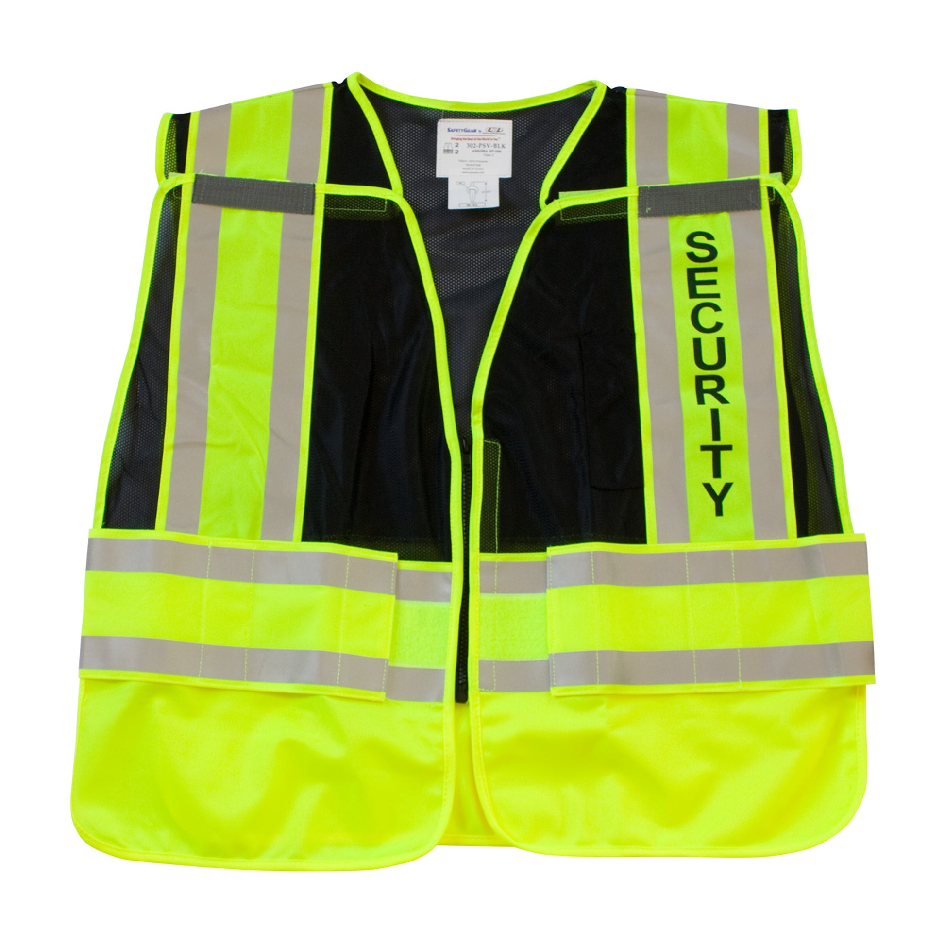 PIP Hi-Vis Apparel ANSI Type P Class 2 Public Safety Vest - SECURITY Logo - Black - 1/EA - 302-PSV-BLK