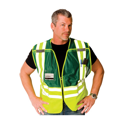 PIP Hi-Vis Apparel ANSI Type P Class 2 Incident Comm& Safety Vest - Green - 1/EA - 302-PSV-GRN