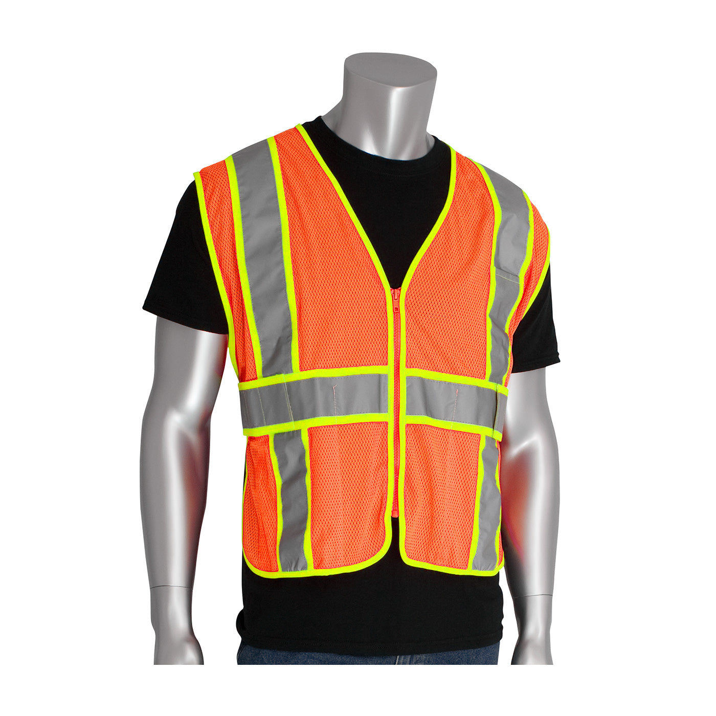 PIP Hi-Vis Apparel ANSI Type R Class 2 Exp&able Two-Tone Mesh Vest - Orange - 1/EA - 302-USV5