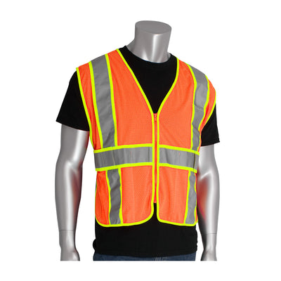 PIP Hi-Vis Apparel ANSI Type R Class 2 Exp&able Two-Tone Mesh Vest - Orange - 1/EA - 302-USV5
