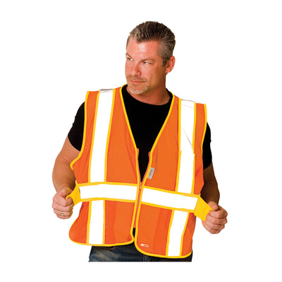 PIP Hi-Vis Apparel ANSI Type R Class 2 Exp&able Two-Tone Mesh Vest - Orange - 1/EA - 302-USV5