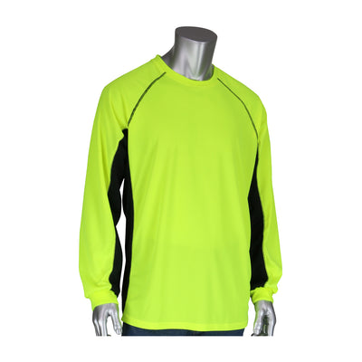 PIP Non-ANSI Long Sleeve T-Shirt w/50+ UPF Sun Protection Insect Repellent Treatment & Black Trim - Hi-Vis Yellow - 1/EA - 310-1150B