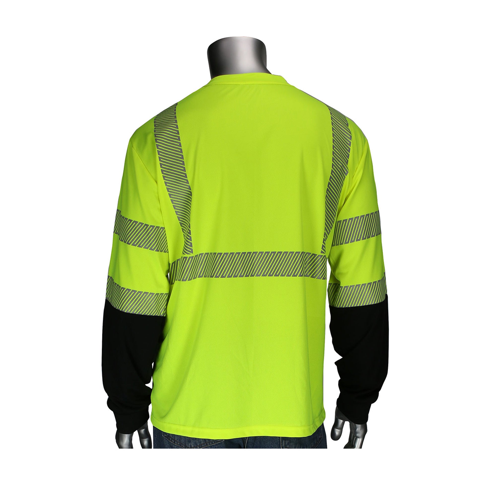 PIP ANSI Type R Class 3 Long Sleeve T-Shirt w/Black Bottom Front - Hi-Vis Yellow - 1/EA - 313-1280B