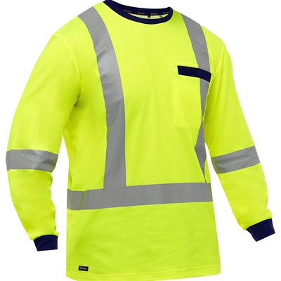 Bisley ANSI Type R Class 3 & CSA Z96 X-Back Long Sleeve Shirt - Hi-Vis Yellow - 1/EA - 313M6118X