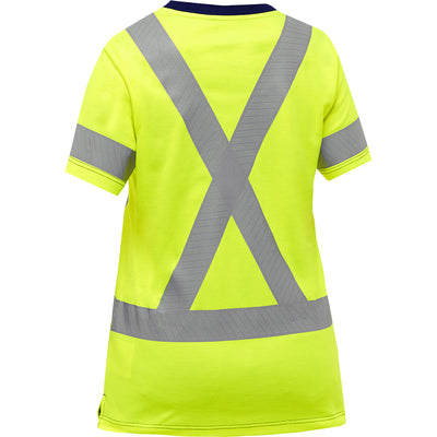 Bisley ANSI Type R Class 2 Women's X-Back Short Sleeve Shirt - Hi-Vis Yellow - 1/EA - 313W1118X