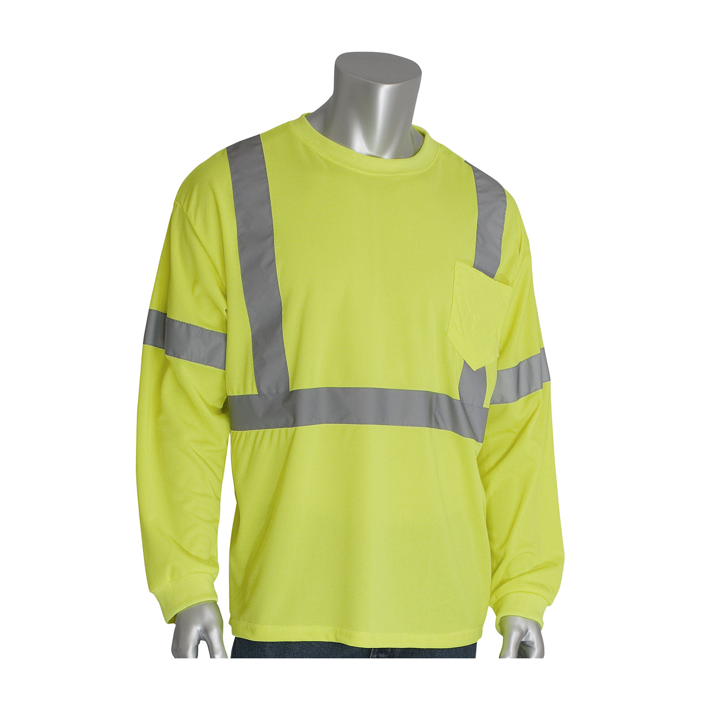 PIP ANSI Type R Class 3 AR / FR Crew Neck Long Sleeve T-Shirt - Hi-Vis Yellow - 1/EA - 315-1350FR