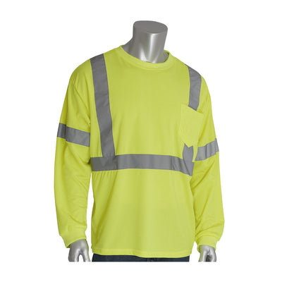 PIP ANSI Type R Class 3 AR / FR Crew Neck Long Sleeve T-Shirt - Hi-Vis Yellow - 1/EA - 315-1350FR