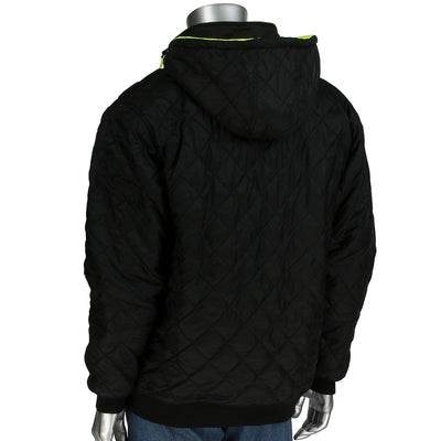 PIP ANSI Type R Class 3 Reversible Full Zip Hooded Sweatshirt w/Black Bottom - Hi-Vis Yellow - 1/EA - 323-1400S