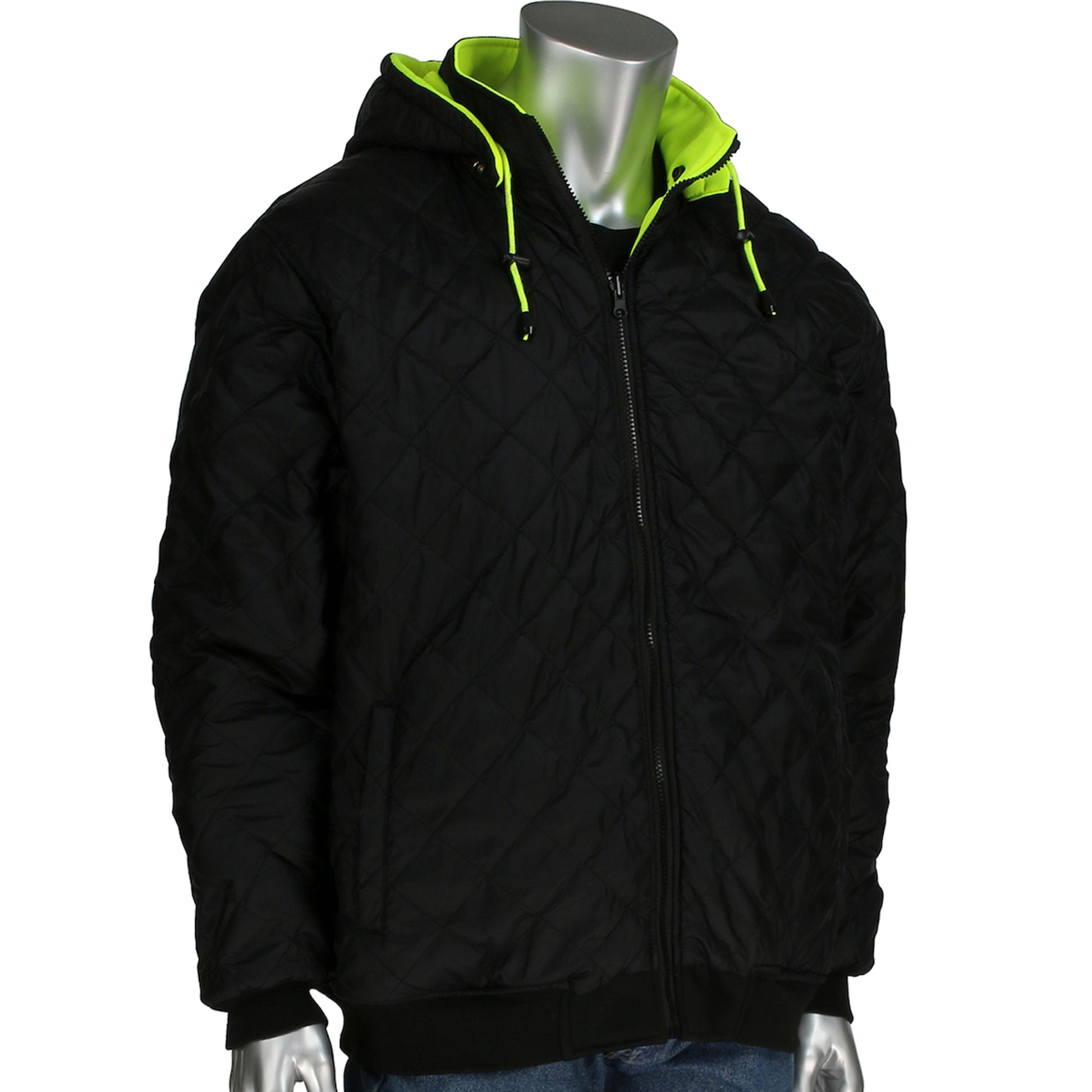 PIP ANSI Type R Class 3 Reversible Full Zip Hooded Sweatshirt w/Black Bottom - Hi-Vis Yellow - 1/EA - 323-1400S