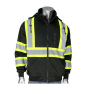 PIP ANSI Type O Class 1 & CAN/CSA Z96 Two-Tone X-Back Full Zip Grid Fleece Sweatshirt - Black - 1/EA - 323-1475X-BK