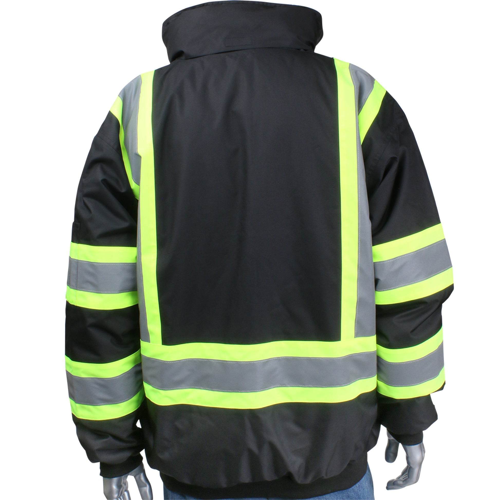 PIP Hi-Vis Cold Gear ANSI Type O Class 1 Value Two-Tone Bomber Jacket - Black - 1/EA - 331-1745