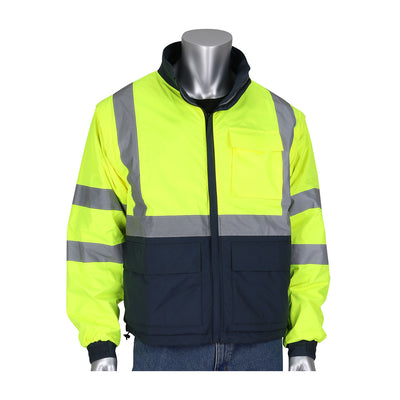 PIP ANSI Type R Class 3 4-in-1 Reversible Dark Gray Bottom Multi-Seasonal Windbreaker w/Detachable Sleeves - Hi-Vis Yellow - 1/EA - 333-1500-R
