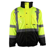 PIP Hi-Vis Cold Gear ANSI Type R Class 3 Value Black Bottom Bomber Jacket - Lime - 1/EA - 333-1740