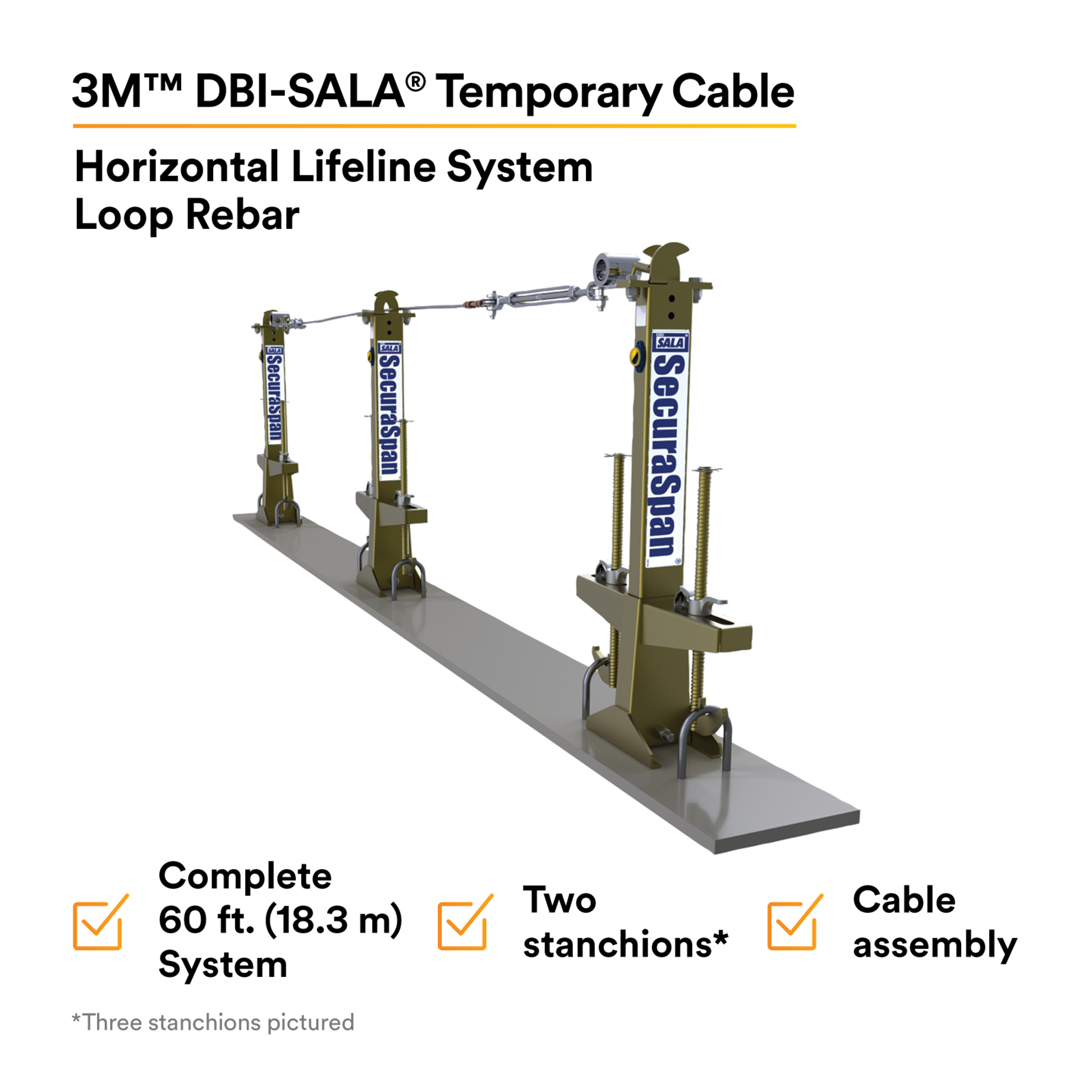 3M DBI-SALA SecuraSpan 60 ft. Loop Rebar Horizontal Lifeline System 7400360